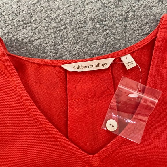 Soft Surroundings Tencel Tunic in Red Orange Long Sleeved Top NEW US Small - Picture 6 of 10